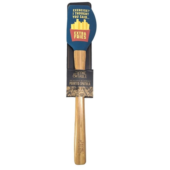 Pointed Spatula Silicone Wood Handle Exercise I Thought You Meant Extra Fries - Picture 1 of 5